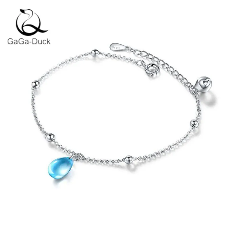 Женский браслет из серебра 925 пробы с бусинами искусственного стекла|Гибкие и