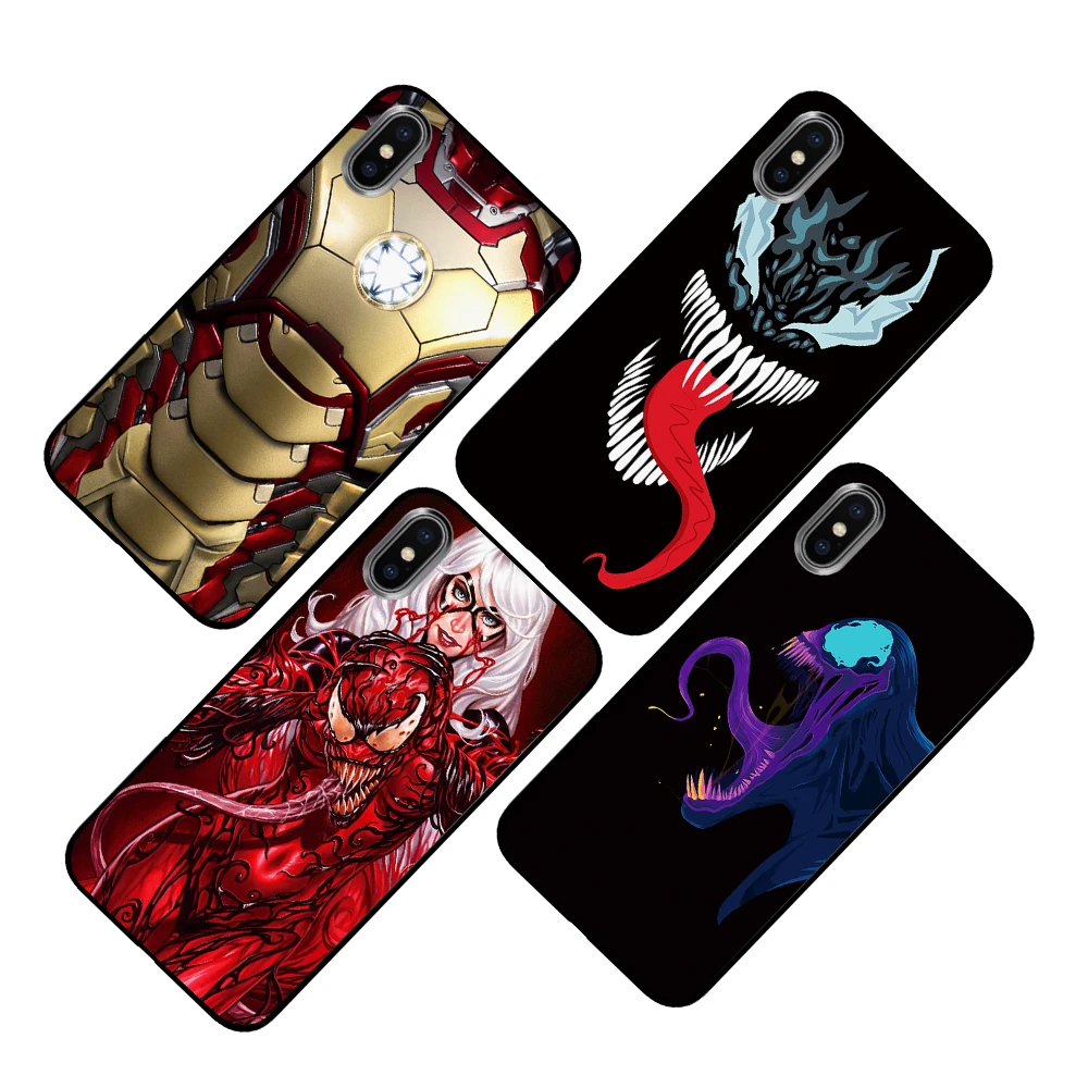 Веном Дэдпул черный чехол ТПУ для iPhone 5 5S 6 6s 7 8 Plus X XS XR 11 Pro Max | Мобильные телефоны и
