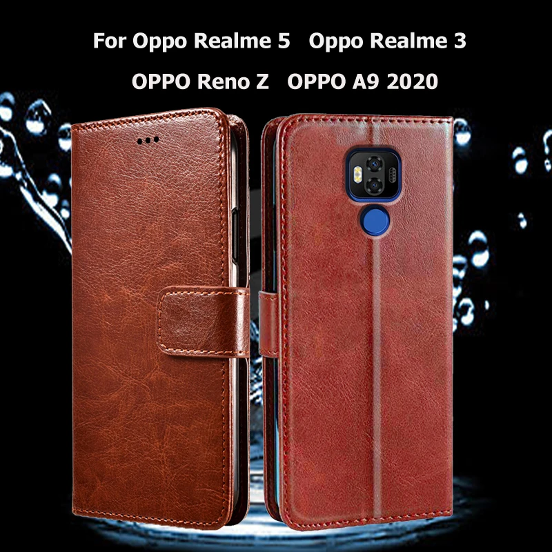 

For Oppo Realme 5 Oppo Realme 3 Flip Phone Case For OPPO Reno Z OPPO A9 2020 Coque Funda PU Leather Wallet Cover Capas
