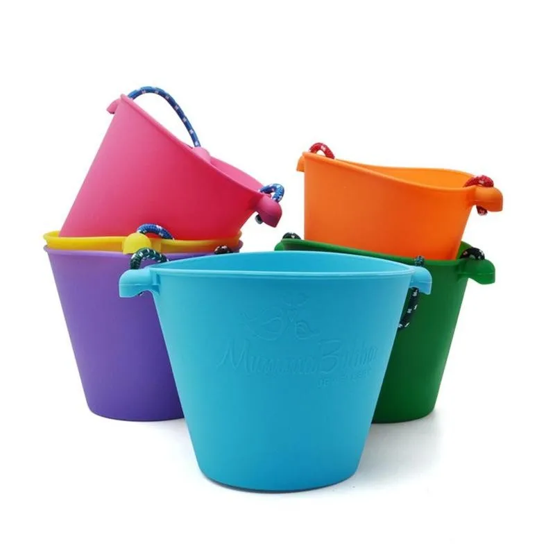 

Silicone Beach Bucket Toys For Children Folding Hand Bucket Kids Baby Beach Sand Play Water Pour Toy Sandbox Toys