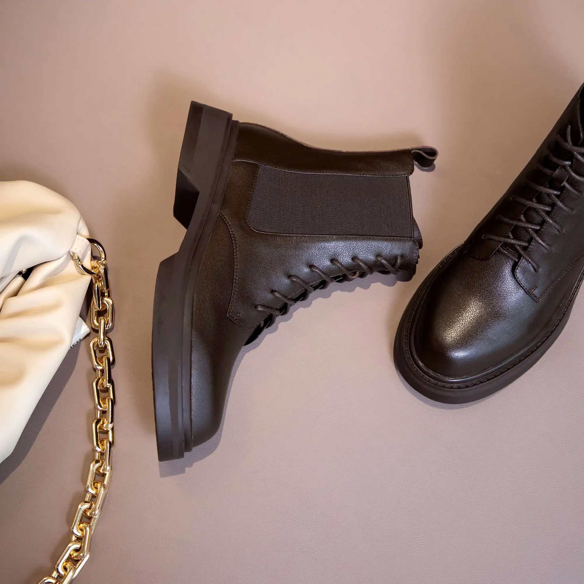 

krazing pot genuine leather round toe preppy style med heel cross-tied vintage wild young lady daily wear cozy ankle boots L97