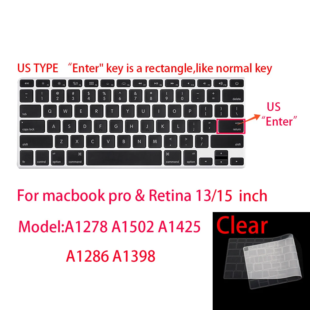 Для Apple Macbook pro13/11Air 13/15 Retina12 дюймов все серии Силиконовый чехол для клавиатуры прозрачная защитная пленка EU/US - Цвет: J