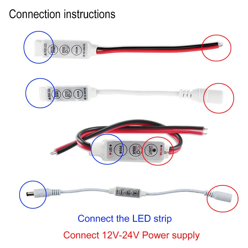 DC 5V-12V-24V 3Key Мини светодиодный RGB контроллер с одиночным Цвет диммер драйвер для