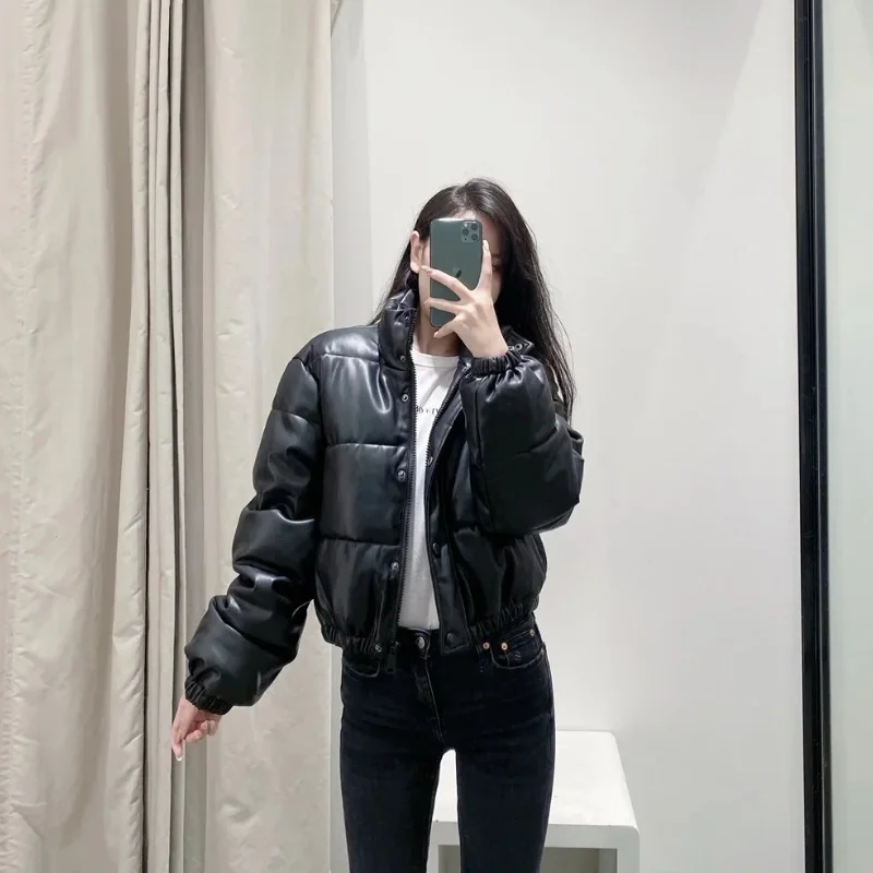 

BeeHouse woman winter clothes chaqueta ropa de invierno mujer leather leather womens clothing jaquetas feminina cropped jacket