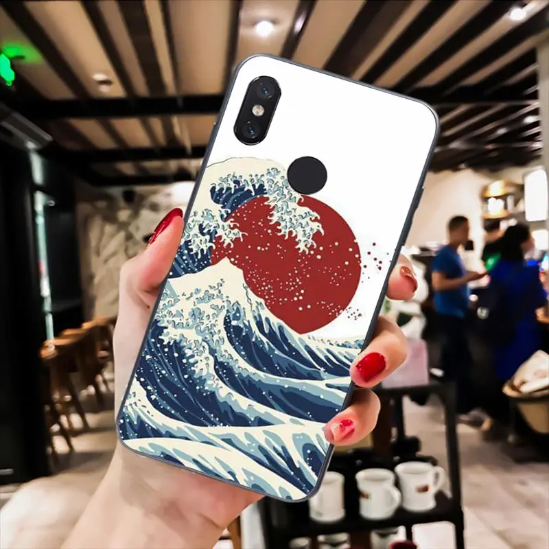 Классический чехол для телефона MaiYaCa Wave Art Japanese Green Illust Xiaomi mi5 6 A1 A2 Lite Mi9 9SE mi8lite F1 Mix2 2S