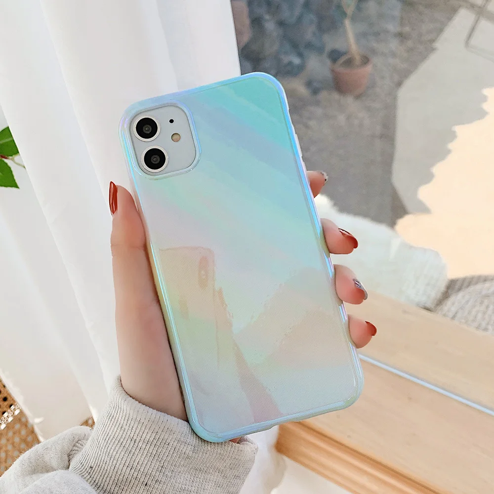 Цветной блестящий чехол LOVECOM Blue Ray Sky для iPhone 12 Mini 11 Pro XR XS Max 7 8 Plus Ударопрочный