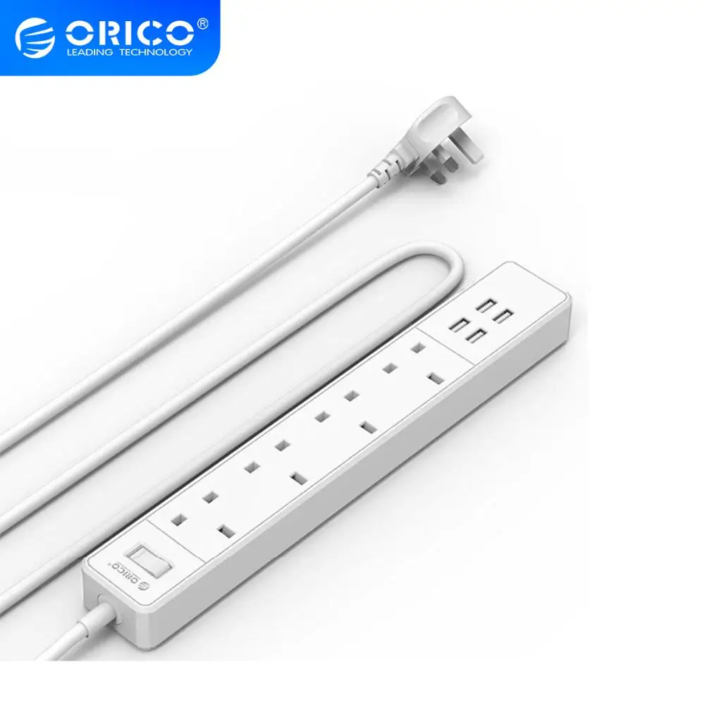 ORICO OSC4A4U штепсельная вилка Великобритании 4AC розетки 4 usb порта Защита от