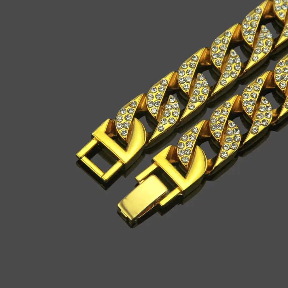 1 компл. кубинское ожерелье-цепочка браслет со льдом проложенные стразы CZ