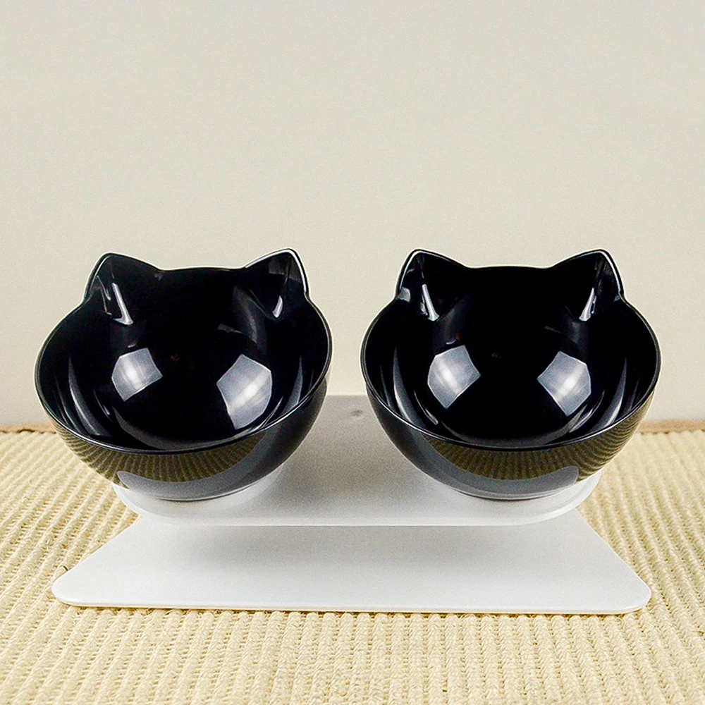С прозрачными вставками кошачья миска с рельефными подставка Кошка Миски для