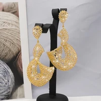 full rhinestone drop earrings for women big size crystal dangle earrings fashion jewelry accessories