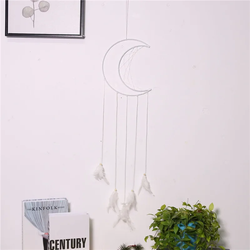 Украшение в виде пера форме полумесяца Декор для дома простом стиле Ловец снов