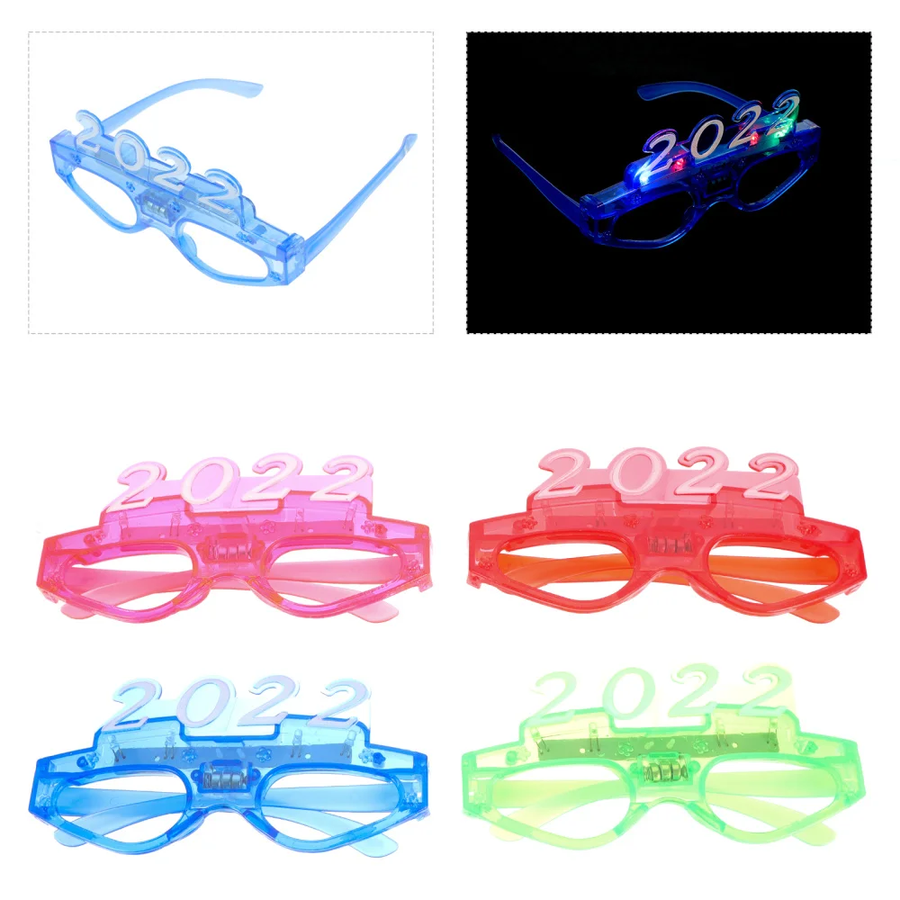 

6 Pcs LED Flashing Glasses 2022 New Year Eye-wears Interesting Photo Props