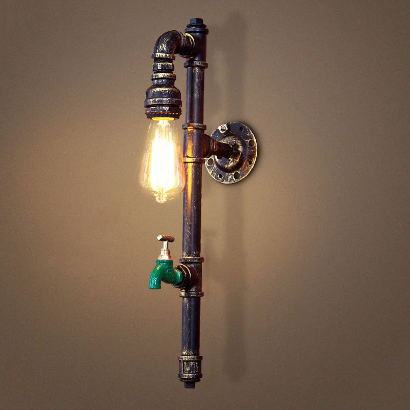 

Vintage Industry Steam Punk Lamp Loft Wall Lamp Restaurant Bar Club Porch Corridor Cafe Light Sconce Water Pipe Edison E27 Bra