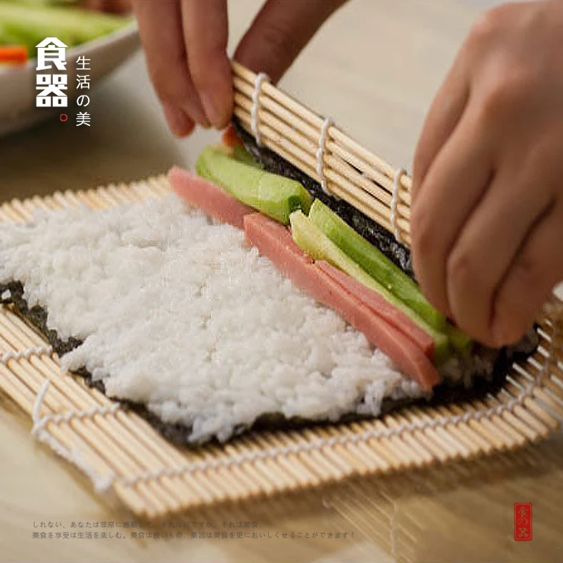 DIY бамбуковый суши коврик кухонные гаджеты роллер для антипригарный занавес