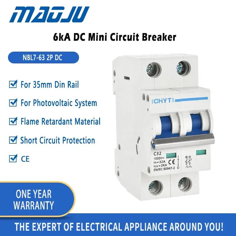 

6kA DC Mini Circuit Breaker 2P 6-63A L7 Type Structure Short Circuit Protection Solar Energy Breaker MCB