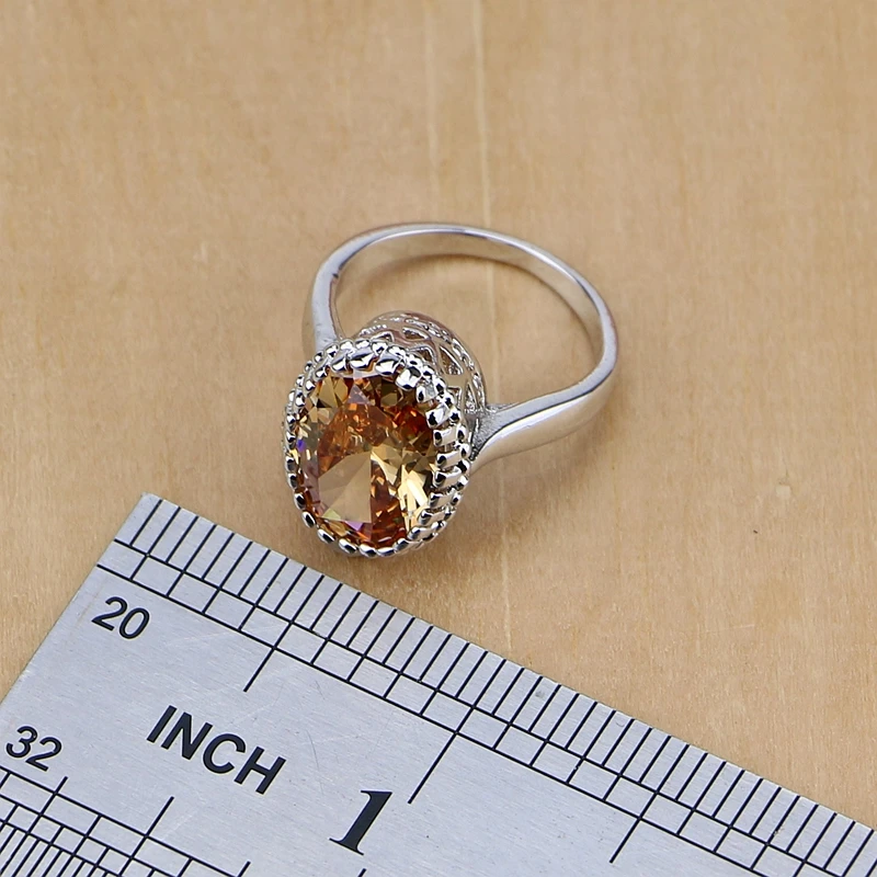 Серебро 925 ювелирные изделия для невесты Наборы украшений из циркония цвета