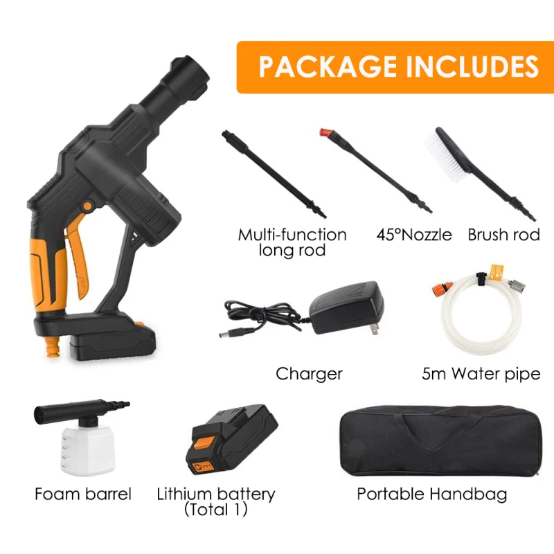

20V Wireless High Pressure Car Washer Rechargeable Lithium Battery Auto Spray Water Car Cleaning Gun Handheld Cleaner