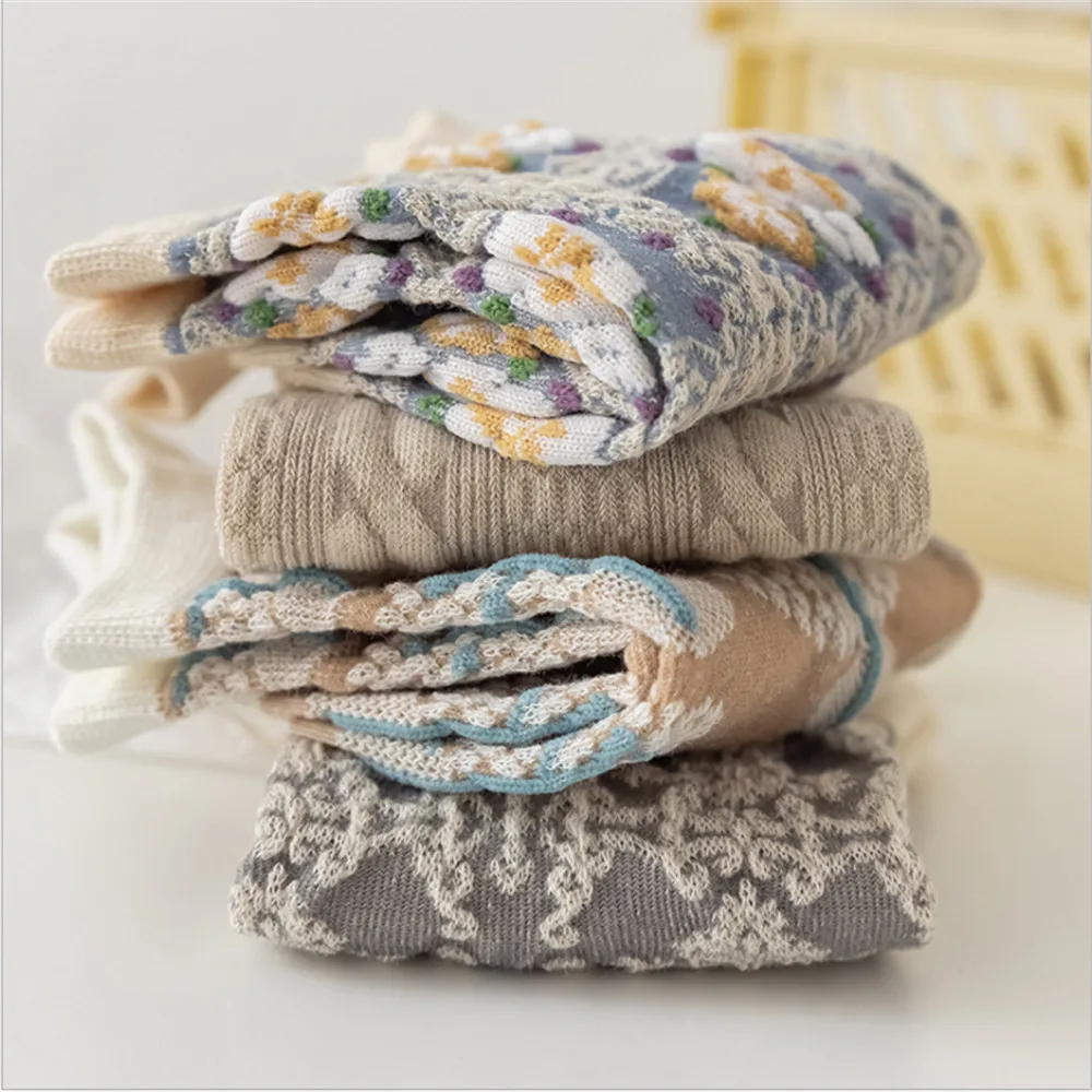 Носки женские в стиле ретро хлопок 4 пары | Женская одежда