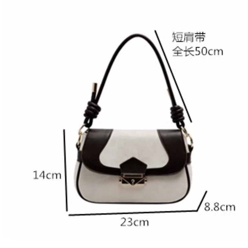 

[EAM] Women New Contrast Color Quality Matte PU Leather Flap Personality All-match Crossbody Shoulder Bag Fashion 2021 18A1961