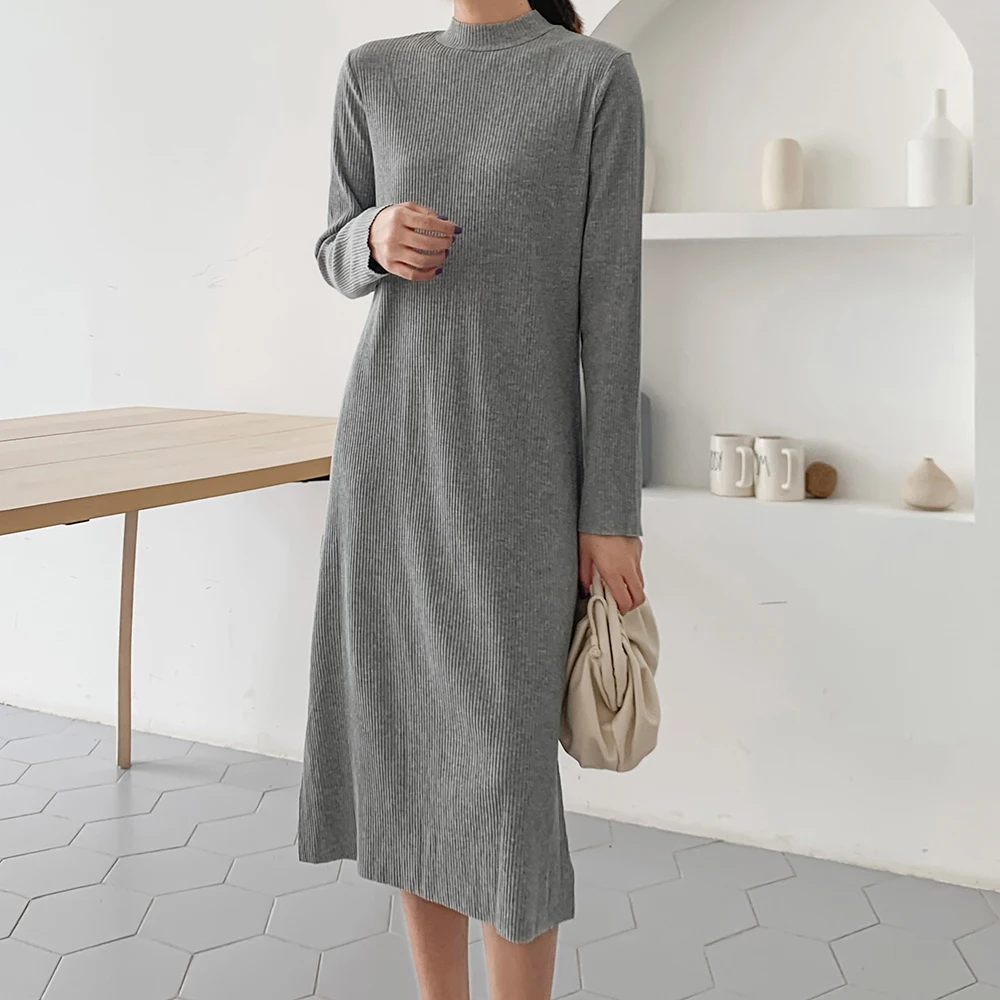 2019 женский длинный зимний свитер вязаный с воротником-стойкой пуловер осенний