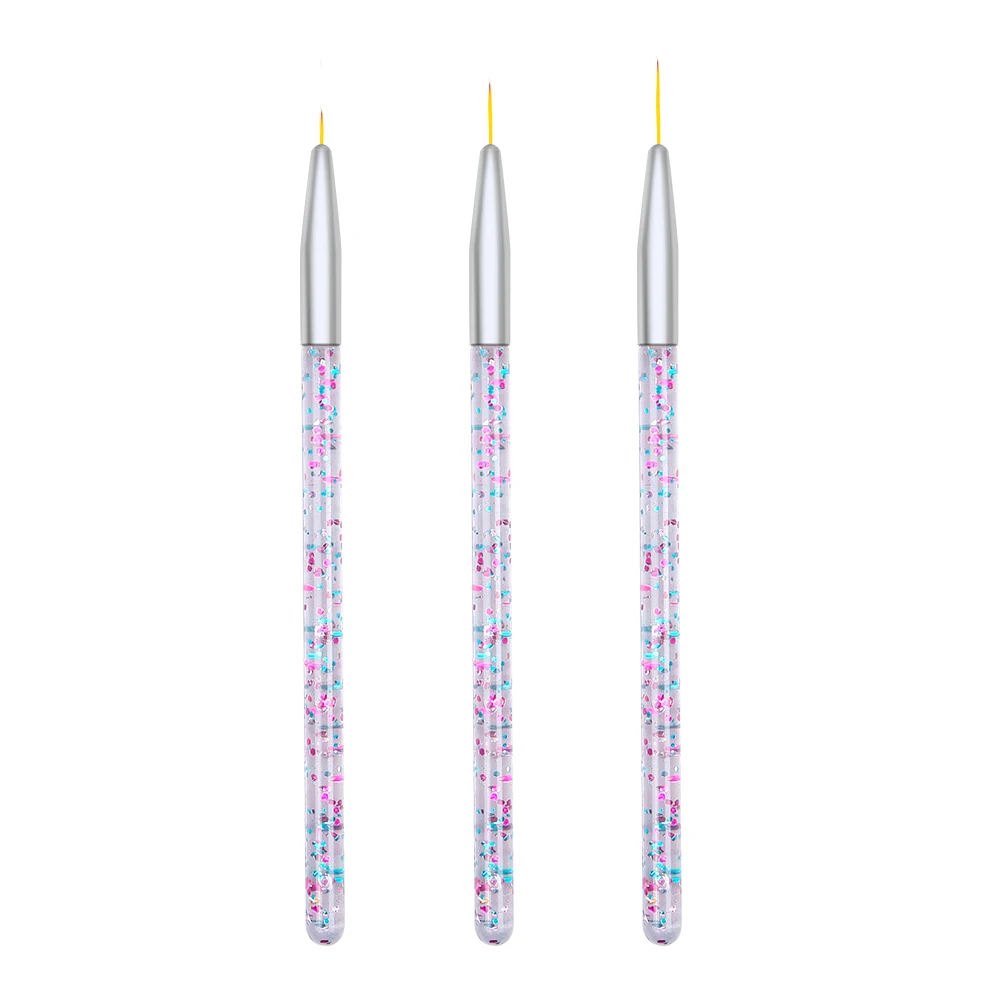 

3pcs Nail Art Acrylic Crystal Carved Nail Brush UV Gel Extension Pen Nail Polish Painting Drawing Stripes Brush Painting Tool
