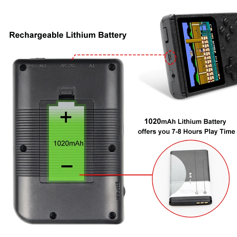 Retro Portable Mini Handheld Video Game Console 8-Bit 3.0 Inch Color LCD Kids Player Built-in 400 games | Электроника