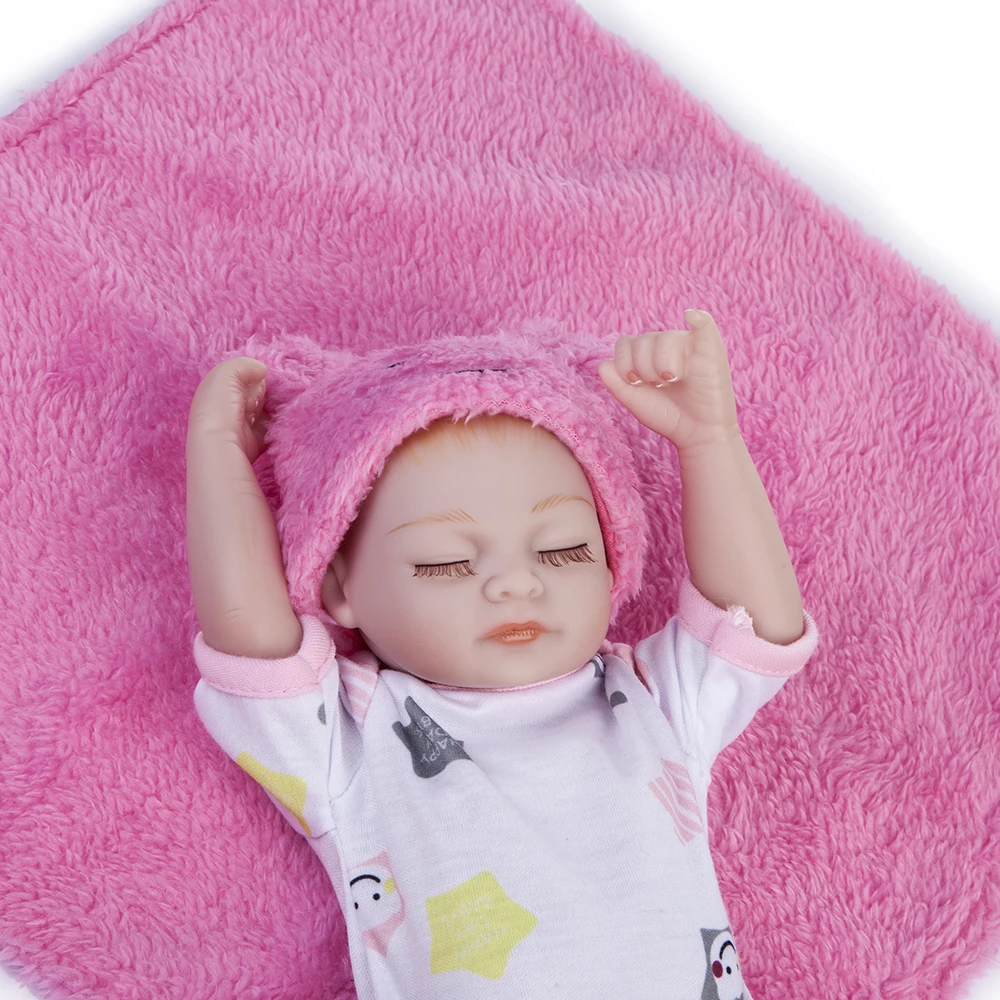 10 дюймов 28 см мини Reborn Младенцы девочка полный силиконовый винил милые закрытые