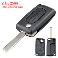 2 buttons entry flip folding remote car key shell replacement with uncut car flip key fit for citroen c2 c3 c4 c5 c6