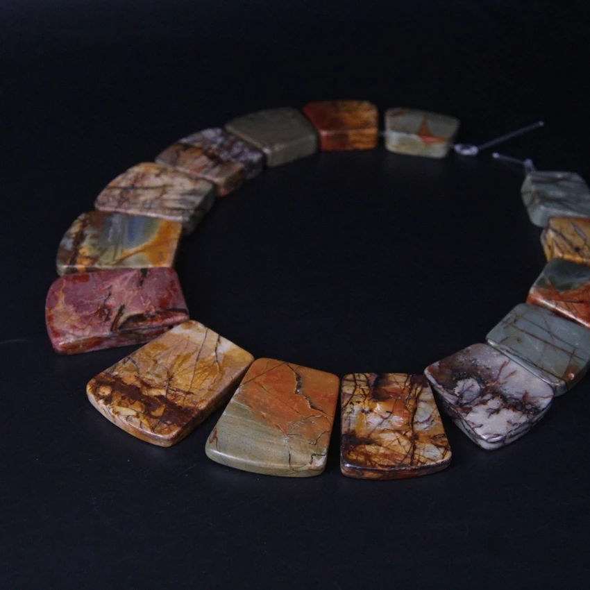 15 шт. Топ сверху сверло Пикассо Jaspers трапециевидная плита градиентный кулон ожерелье, бриллианты модные ювелирные изделия Mking