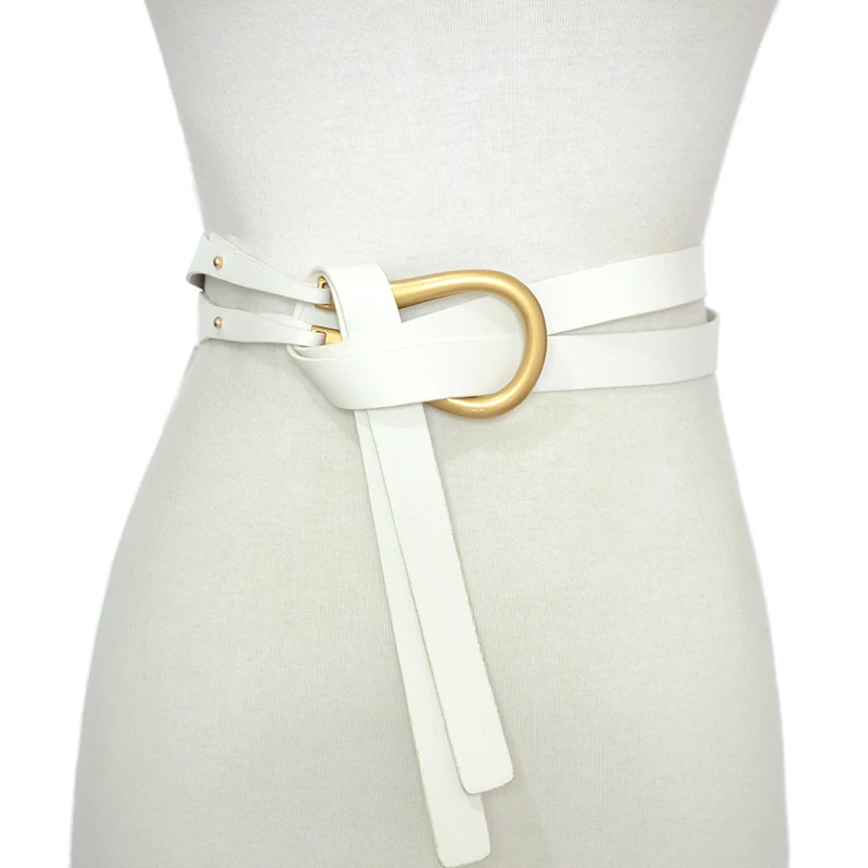 Soft Thin Belt New Lady Cute Belts Wild Lightweight Luxury Designer Solid Metal Small Horseshoe Buckle Long Wedding Belt Bg-1670
