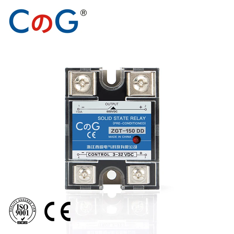 

CG SSR-120DD 150DD 220 В 380 В 600 В Однофазный JGX Радиатор постоянного тока с управлением от 3 до 32 В постоянного тока до 5-220 В постоянного тока 120 А 150 А DD Твердотельное реле