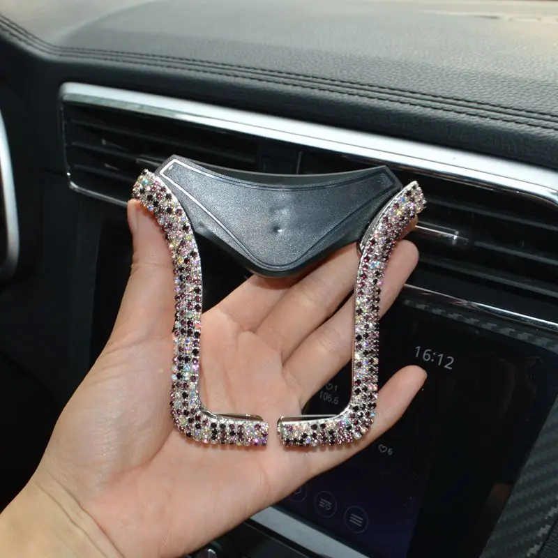 

Universal Car Phone Holder with Bing Crystal Rhinestone Car Air Vent Mount Clip Cell Phone Holder for iPhone Samsung Car Holder