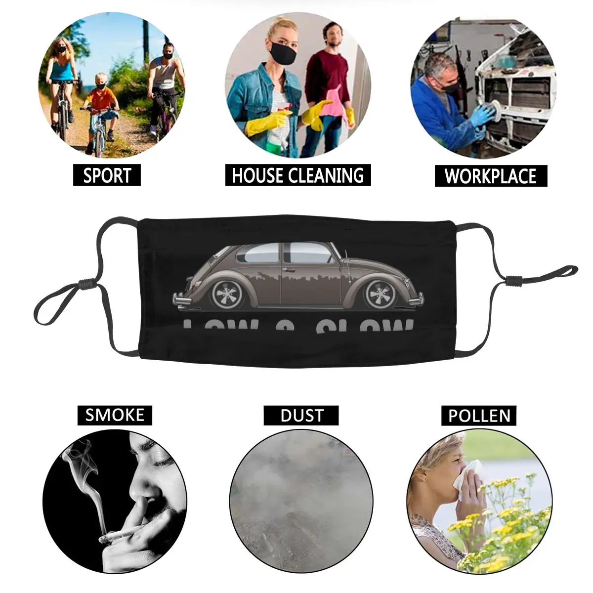 

Beetles Reusable Mouth Mask Retro Car Custom Dustproof Protection Mask