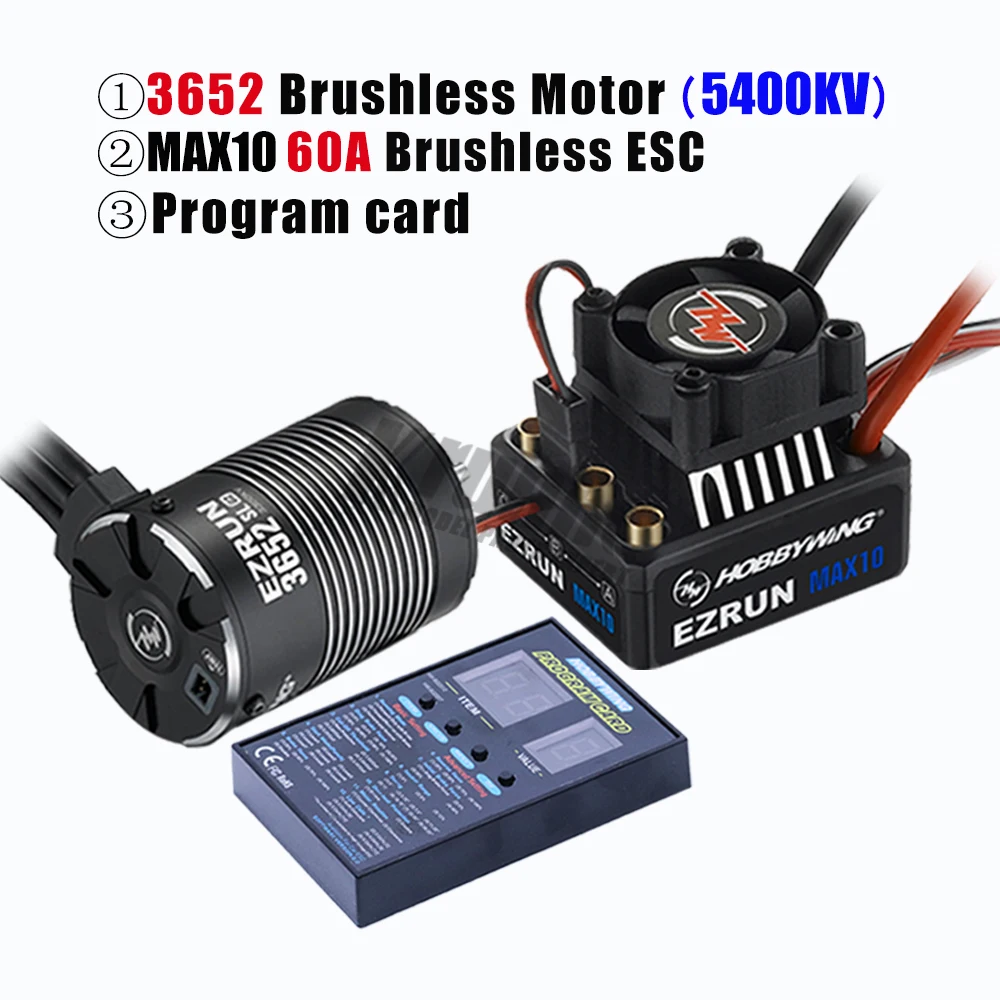 5400KV Combo Hobbywing Combo EZRUN MAX10 60A бесщеточный ESC+ 3652SL G2 3300KV 4000KV 5400KV кисти+ светодиодный Программирование - Цвет: 5400KV Combo