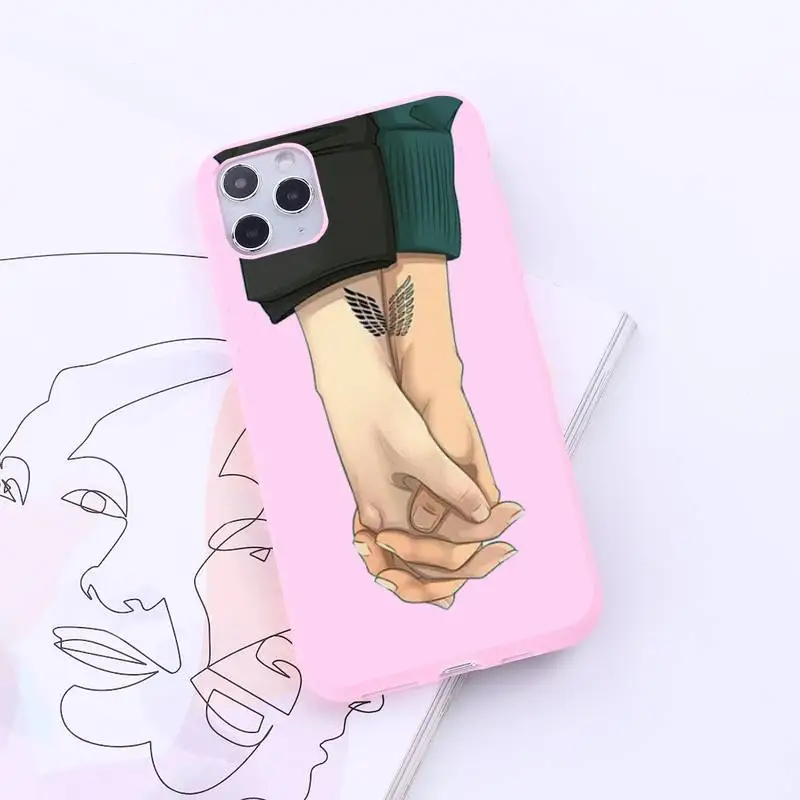 

Anime Attack on Titan Phone Case Candy Color for iPhone 6 7 8 11 12 s mini pro X XS XR MAX Plus