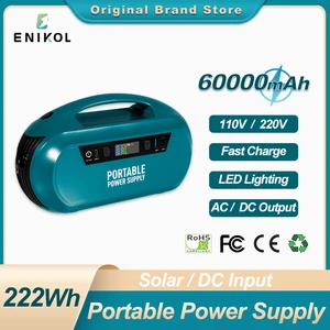 portable power station 60000mah 222wh car power bank solar generator emergency power supply 110v 220v for camping outdoor use free global shipping