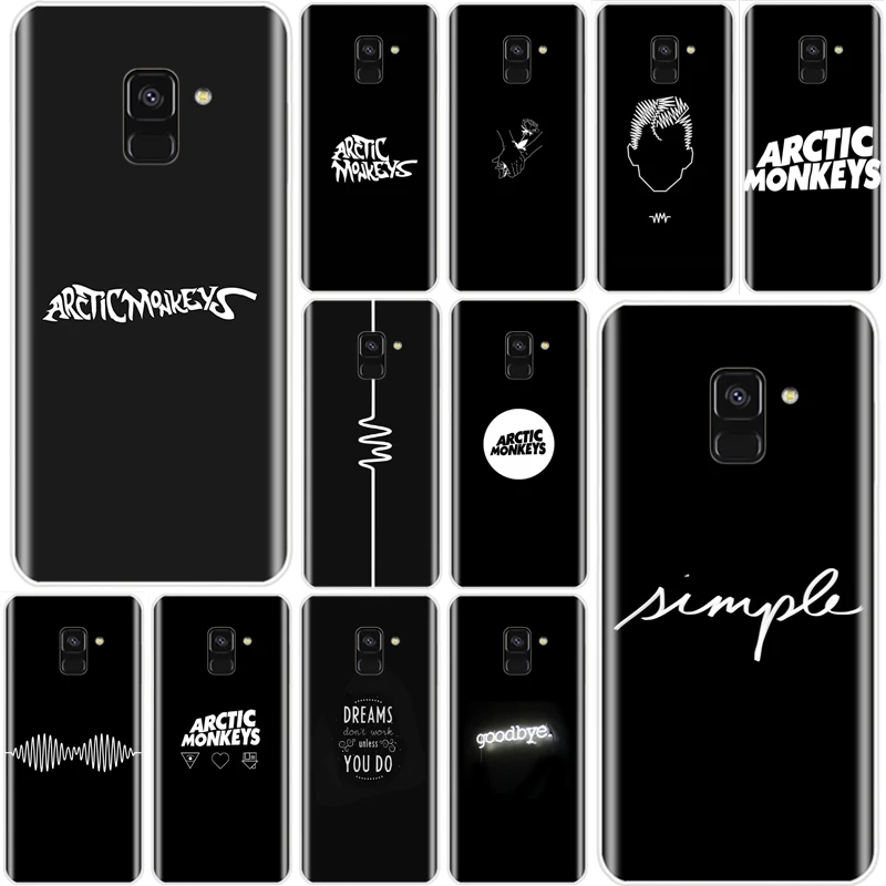 Чехол из ТПУ для Samsung Galaxy A5 A7 A8 2015 2016 A3 2017 A6 2018 черный фон белый узор чехол