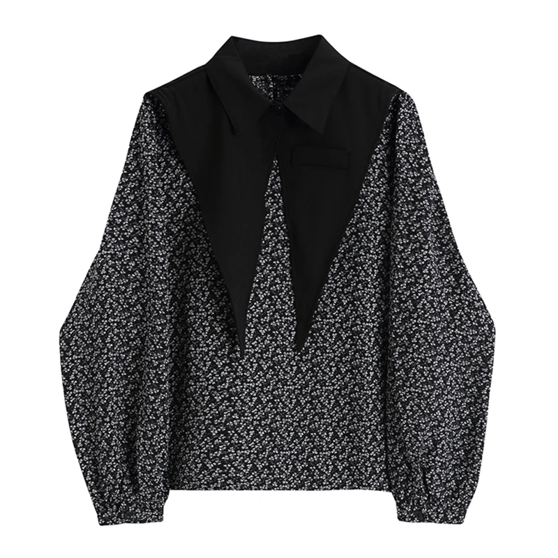 Женский комплект из блузки и шаль мешковатый пуловер с цветочным принтом в стиле