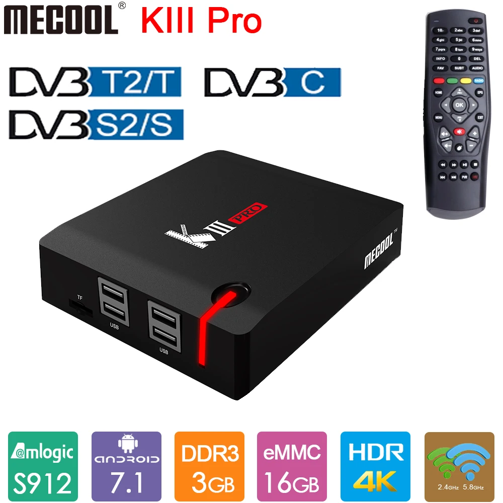 Приставка Смарт ТВ MECOOL KIII PRO Android 3 + 16 ГБ 4K 2 4G Wi Fi|ТВ-приставки и медиаплееры| |