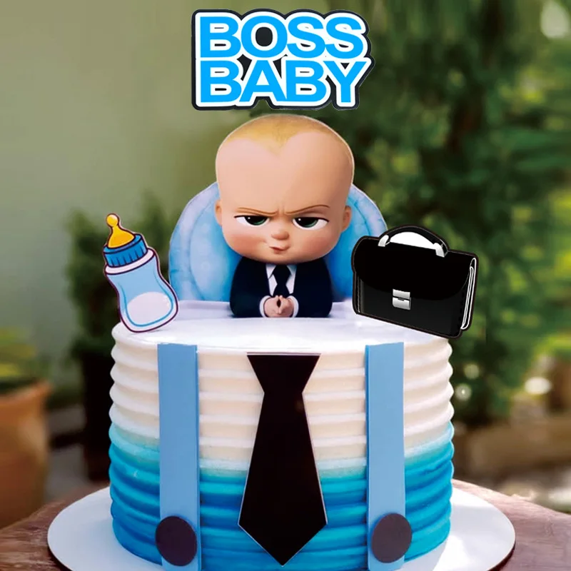 Baby Bottle Tie Briefcase Material Package Baking Boss Suit Bow Topper Kids Favor Birthday Shower Party Cake Decor | Дом и сад