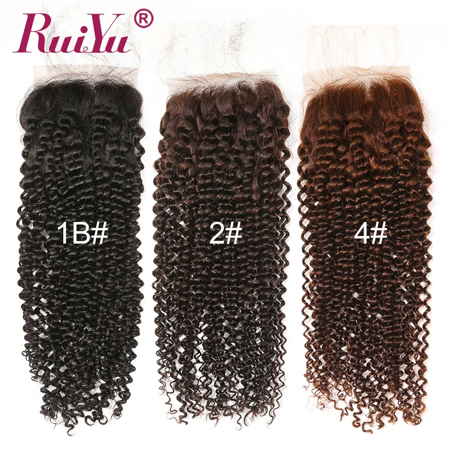5x5 Кружева Закрытие кудрявые человеческие волосы закрытие бразильские Remy RUIYU