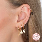 Aide 925 стерлингового серебра милый маленький Луна Звезда сердце подвеска с молнией серьги-кольца для женщин подарок для девочек Oorbellen Pendientes