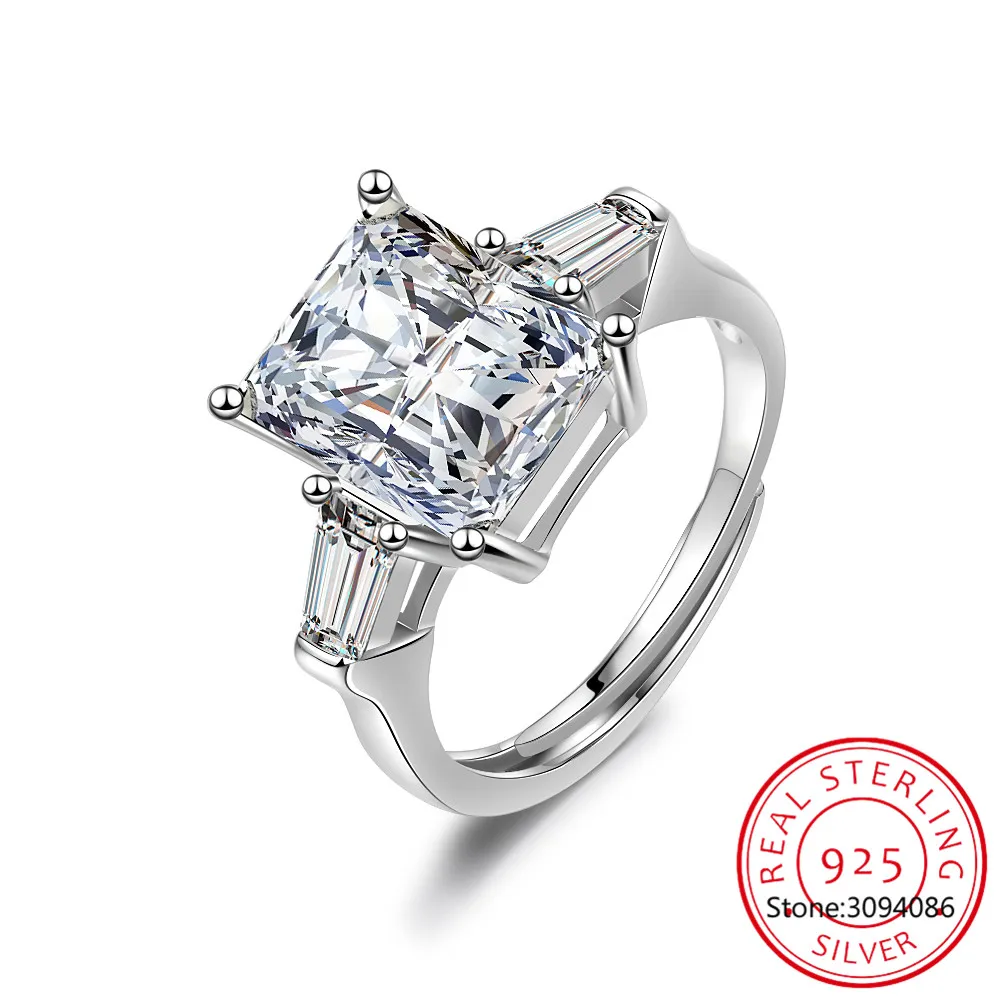 

Fashion 3.0 CT Cushion Cut Solitaire Ring 925 Sterling Silver Engagement Shiny SONA Stone Wedding Silver Rings