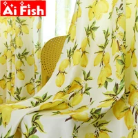 pastoral style yellow lemon print kitchen curtain screen tulle curtain for living room cartoon windows drapes for kids wp166 40