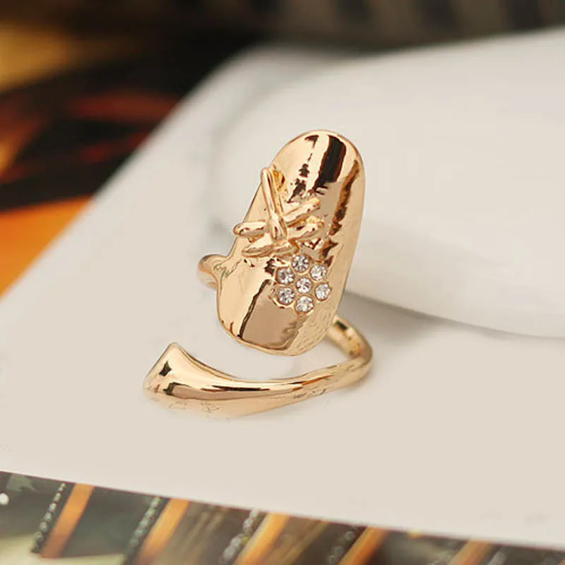 Женское кольцо для ногтей в стиле панк летнее с золотым и серебряным покрытием