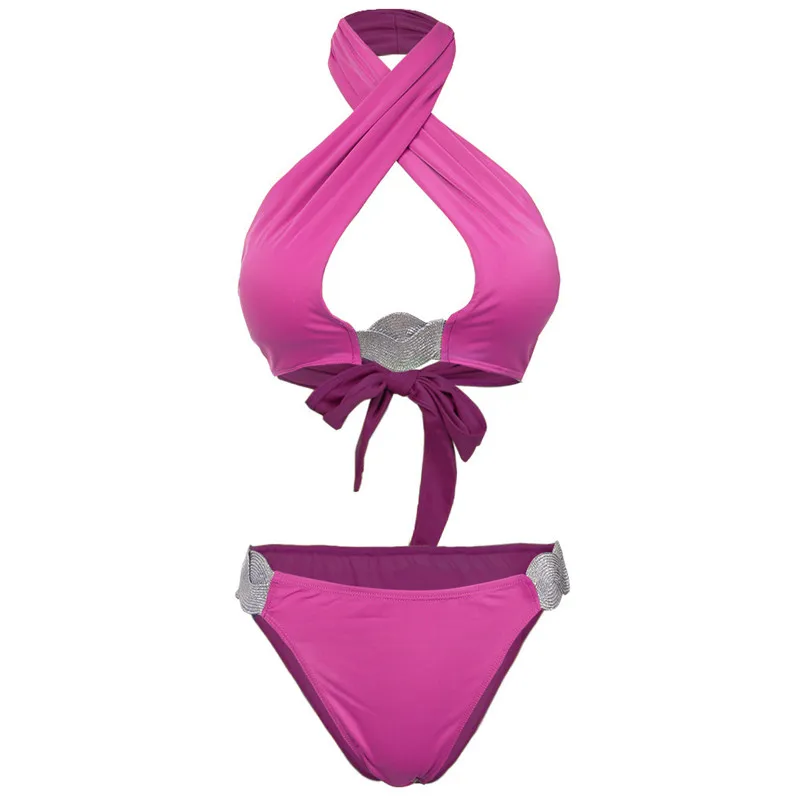 Бикини с высокой талией женский купальник лямкой на шее бикини бандажный накидка