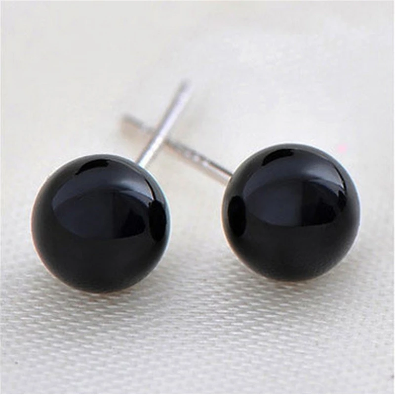 Простые черные бусы серьги гвоздики для женщин не вызывающие аллергию украшения|