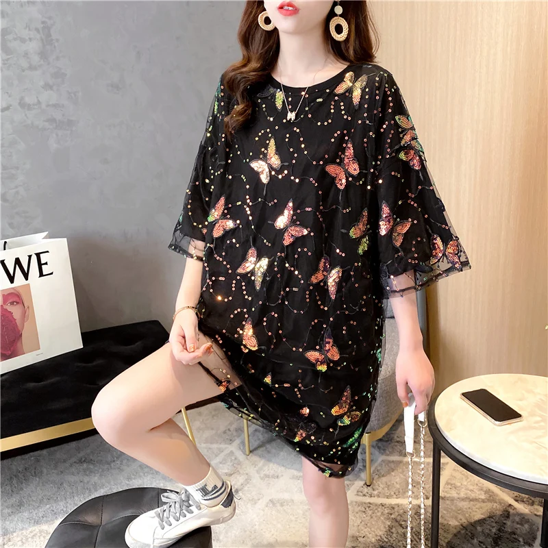 

2021 Special Offer Spandex Kpop Unicorn New Summer Lace Stitching T-shirt For Women Plus Size Cotton Ladies Dresses Sexy Tops