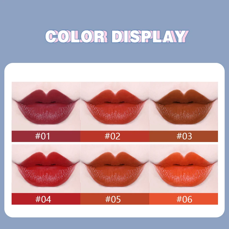 Синяя трубка для губ 6 цветов глазурь водостойкий стойкий ТИНТ сексуальная