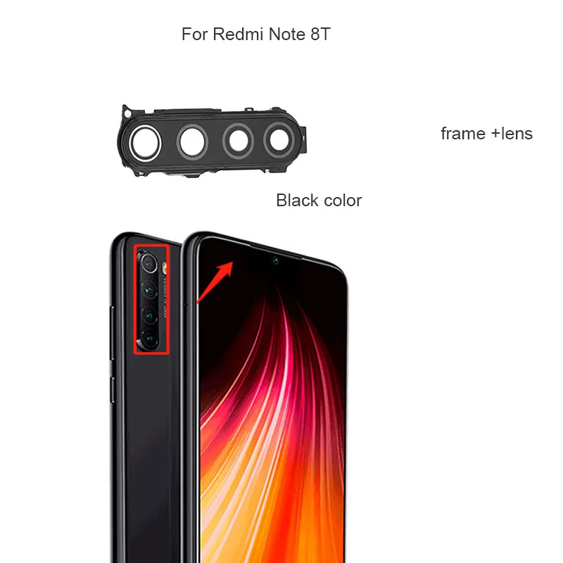 Стекло для задней камеры Xiaomi Redmi Note 8 8T стекло объектив с крышкой держатель рамы и